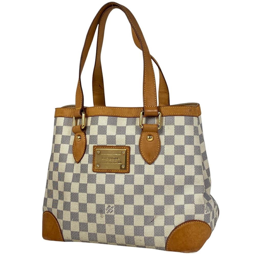 Louis Vuitton Hampstead Shoulder Bag Handbag Tote Damier Azur White